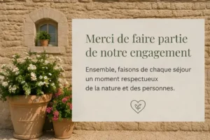 Merci de faire partie de notre engagement : séjour respectueux, gîte préparé avec soin